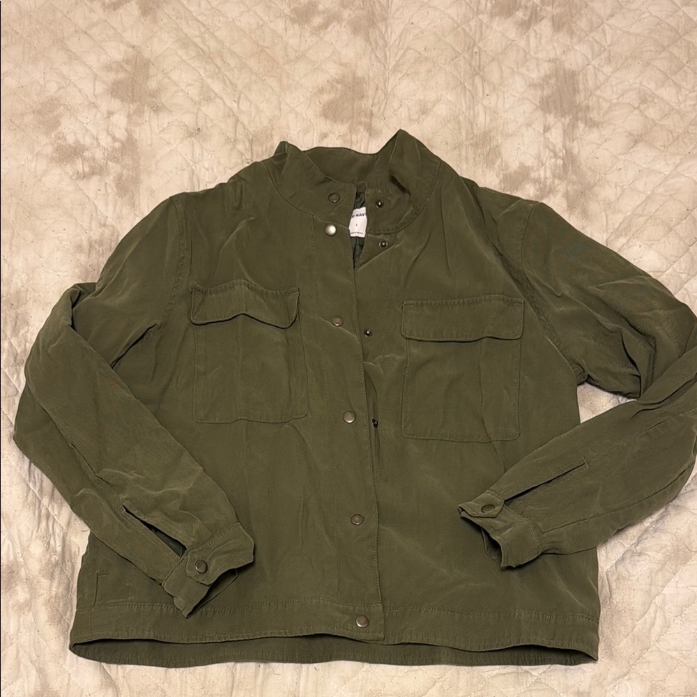 Old Navy Green Utility Jacket Durable Cotton Design